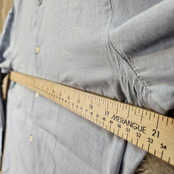 J. Lindeberg Shirt Slim Fit Mandarin Collar Light Blue Casual Men's Size M - Picture 4 of 10